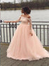 Ball Gown Long Sleeves  Off the Shoulder Appliques Prom Dress LBQ3793